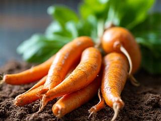 Close-up of vibrant red ginseng roots and leaves, symbolizing energy and vitality.